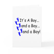 Its A Boy Baby Triplets Greeting Cards