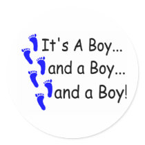Its A Boy Baby Triplets Stickers
