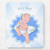 It's a Boy! Baby With Bottle mousepads