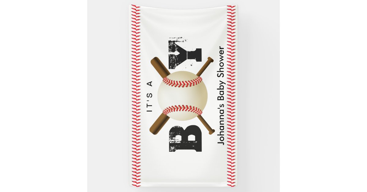 It S A Boy Baseball Stitching Sports Baby Shower Banner