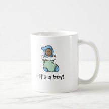 It's a Boy Birth Announcement Mug (dark skin)