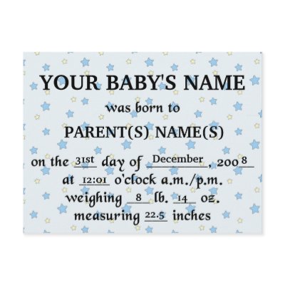 Its A Boy Birth Announcement Postcard by postcardsfromtheedge