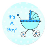 It's A Boy! Blue Baby Carriage Sticker