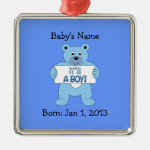 It's A Boy Blue Bear Ornaments
