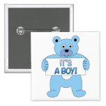 It's A Boy Blue Bear Pinback Button