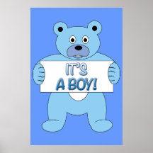 It's A Boy Blue Bear Posters