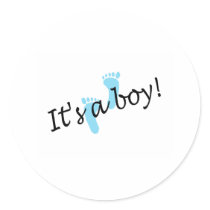 It's A Boy (Blue Feet) Round Stickers