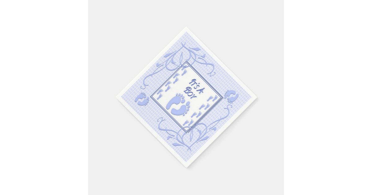 It's A Boy Blue Footprints Baby Shower Napkins Zazzle