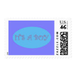 It's A Boy Blue Oval Stamps