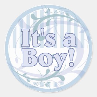 It's a Boy Blue Striped Birth Announcement