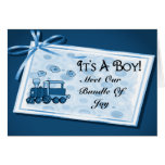 It's A Boy Blue Train Ribbon Greeting Cards