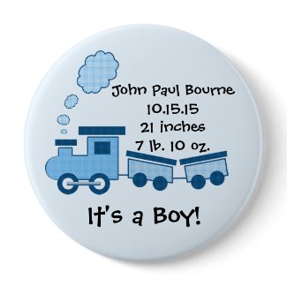 It's A boy! Button Blue Choo Choo Train button