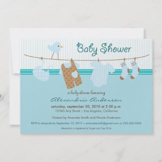 It's a Boy! Clothesline Baby Shower Invitation invitation