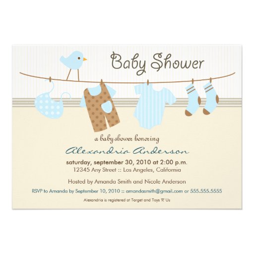 It's a Boy! Clothesline Baby Shower Invitation