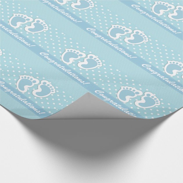 Its A Boy Cute Baby Feet On Pastel Blue Wrapping Paper-3