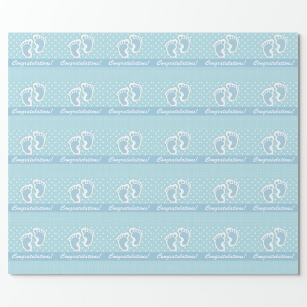 Its A Boy Cute Baby Feet On Pastel Blue Wrapping Paper 2/4