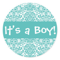 It's a Boy! Damask Envelope Sticker Seal