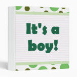It's A Boy! Dot Design Light Green 3 Ring Binders