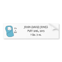 It's a Boy New Baby Birth Announcement Bumper Sticker