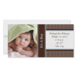 It's A Boy-Photo Card Stats Deep Brown Blue Dots photo cards