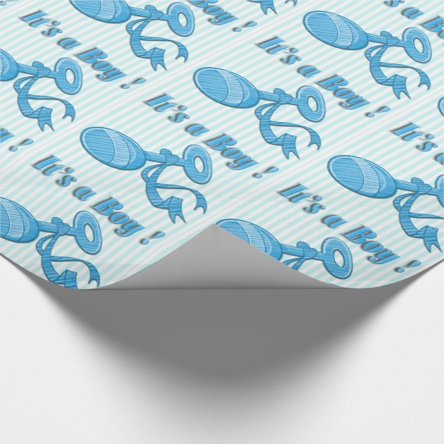 It's a Boy - Rattle Baby Shower Wrapping Paper 4/4
