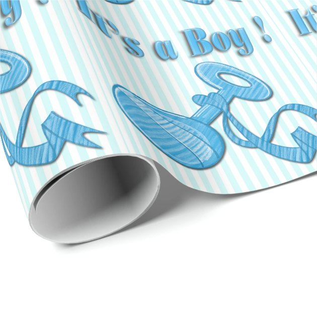 It's a Boy - Rattle Baby Shower Wrapping Paper 3/4