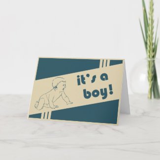 it's a boy! : retro : (see inside) card