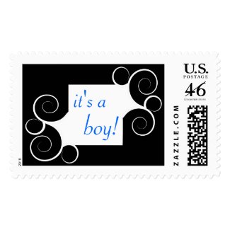 It's a boy swirl postage stamp