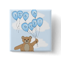 It's a boy Teddy Bear Button