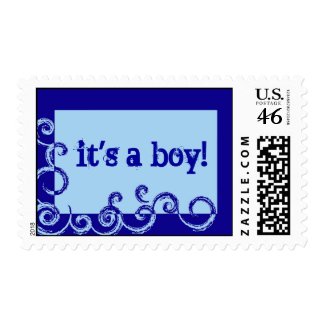 it's a boy! Tone-on-tone Blue Swirls stamp