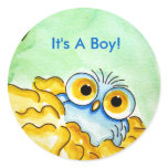 IT'S A BOY - WHIMSICAL BABY BLUE OWL Sticker IT'S A BOY - WHIMSICAL BABY BLUE OWL Sticker