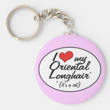 It's a Cat! I Love My Oriental Longhair Key Chains