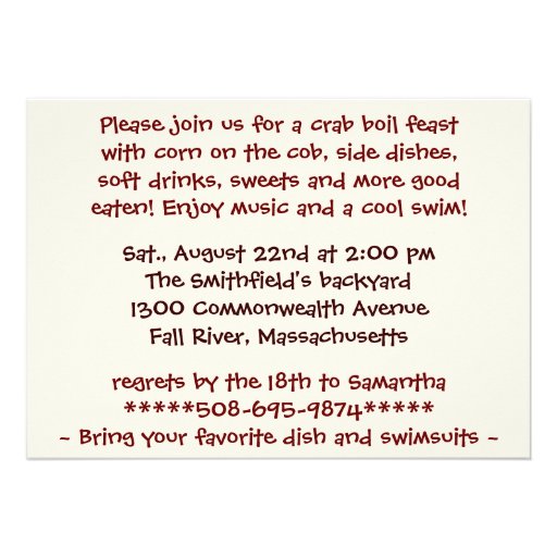 It's a crab boil party invitation