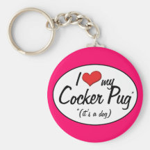 It's a Dog! I Love My Cocker Pug Key Chain