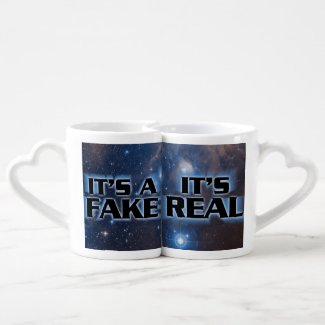 "It's a Fake! It's Real" Mug Set Couple Mugs