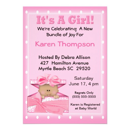 It's A Girl African American Baby Shower Invitations