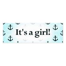 It's a Girl! Anchor Pattern Baby Blue Business Card