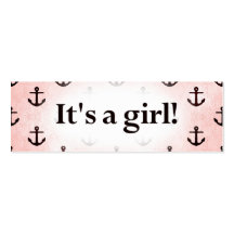 It's a Girl! Anchor Pattern Pink Business Card Templates