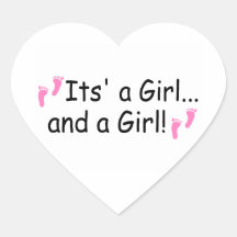 Its A Girl and A Girl Twin Girls Stickers
