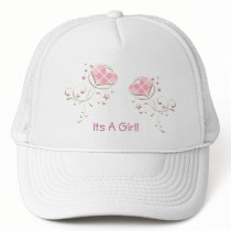 It's A Girl Argyle Pink Hearts Swirl Hat by samack It's A Girl Argyle Pink Hearts Swirl Hat