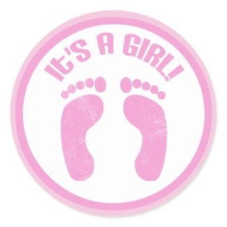 It's A Girl Baby Footprint Stickers sticker