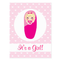 It's a Girl Baby Girl Design postcards