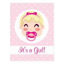 It's a Girl Baby Girl Design postcards