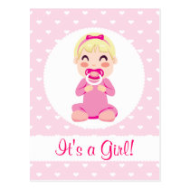 It's a Girl Baby Girl Design postcards
