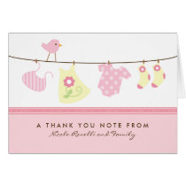 It's a Girl Baby Laundry Thank You Card (pink)