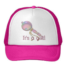 IT'S A GIRL BABY RATTLE by SHARON SHARPE Mesh Hat