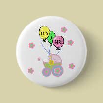 It's A Girl Baby Shower Button