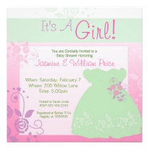 It's A Girl Baby Shower Invitation Pastel Dress invitations