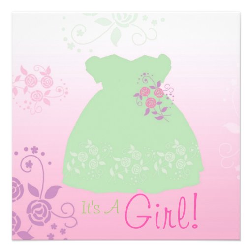 It's A Girl Baby Shower Invitation Pastel Dress