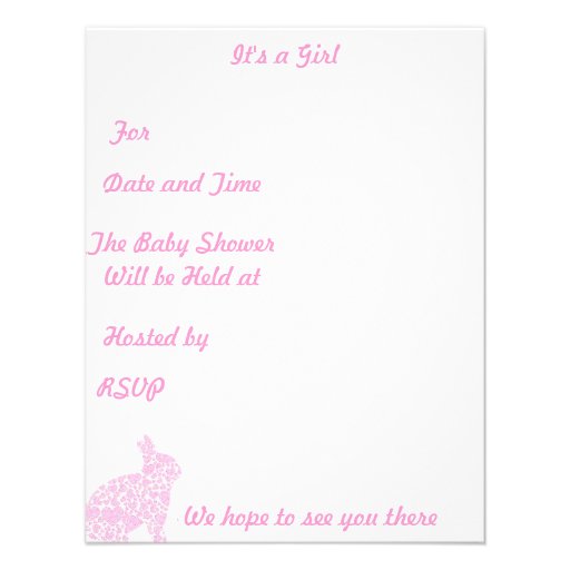 It's a Girl Baby Shower Invites Pink Bunny